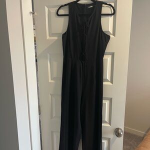 Missguided Low Cut Black Jumpsuit